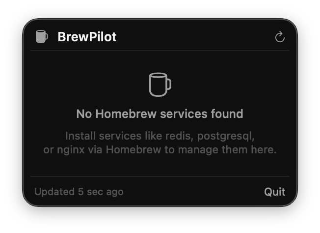 BrewPilot Homebrew services screenshot